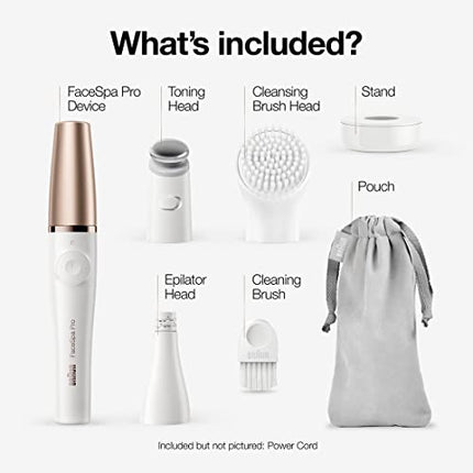 Braun Face Epilator Facespa Pro 911, Facial Hair Removal for Women, Hair Removal Device, 3-in-1 Epilating, Cleansing Brush and Skin Toning with 3 extras