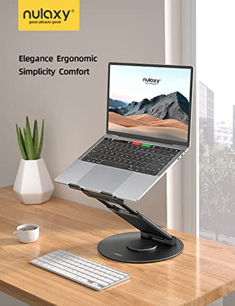 Buy Nulaxy Telescopic 360 Rotating Laptop Stand for Desk Adjustable Height Swivel Pull Out Design Ergonomic Laptop Riser Fits All 10-17" Laptops Computer MacBook, Black in India