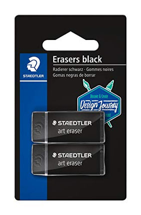 STAEDTLER Art Eraser, Premium Quality Black Eraser, Latex-Free Artist Eraser, Pack of 2, 526B3BK2-C