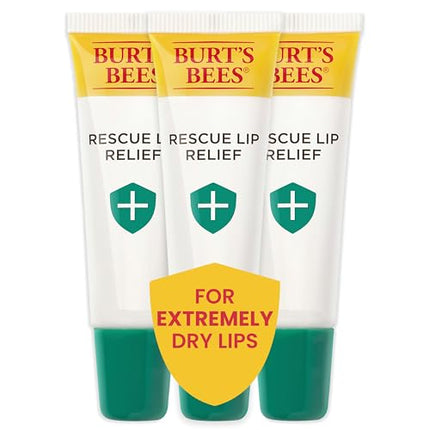 Burt's Bees Rescue Lip Relief Lip Balm, With Shea Butter and Echinacea, Tint-Free, Natural Origin Lip Care, 3 Tubes, 0.35 oz.