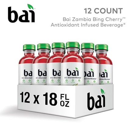 Bai Antioxidant Infused Water Beverage, Zambia Bing Cherry, with Vitamin C and No Artificial Sweeteners, 18 Fluid Ounce Bottle, 12 Pack