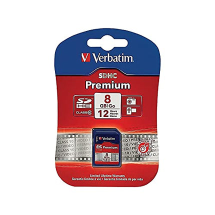 Verbatim 8GB Premium SDHC Memory Card, UHS-I V10 U1 Class 10, Blue (96318)