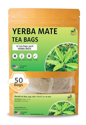 Buy Yerba Mate Tea - Green Cut & Sifted - Unsmoked Energy Boost - 50 Tea Bags - Packed with Nutrient in India