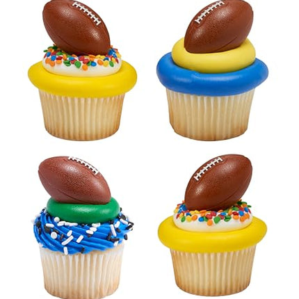 DECOPAC 3D Football Rings, Cupcake Decorations, Food Safe Cake Toppers – 24 Pack, Multicolor