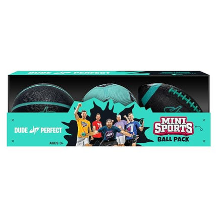 Dude Perfect Mini Sports Balls, Kids and Adults Multi-Pack Sports Ball Set, Indoor and Outdoor Play, Includes Football, Basketball and a Soccer Ball