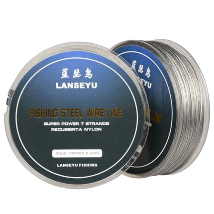 100 Metres 33 Pound 0.6mm Fishing Stee Wire Nylon Coated 1x7 Stainless Steel Leader Wire Super Soft Fishing Wire Lines