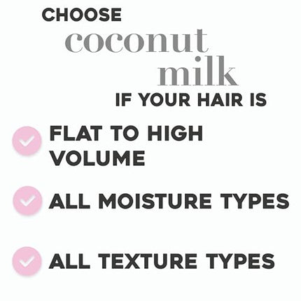 OGX Nourishing Coconut Milk Shampoo for Strong, Healthy Hair with Coconut Oil, Egg White Protein, Sulfate-Free, 13 fl oz
