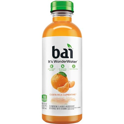 Bai Antioxidant Infused Water Beverage, Costa Rica Clementine, with Vitamin C and No Artificial Sweeteners, 18 Fluid Ounce Bottle, 12 Pack