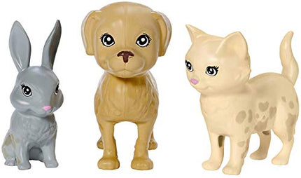 Barbie Play 'n Wash Pets Doll & Playset with 3 Color-Change Animals & 10 Accessories, Blonde Doll with Blue Eyes