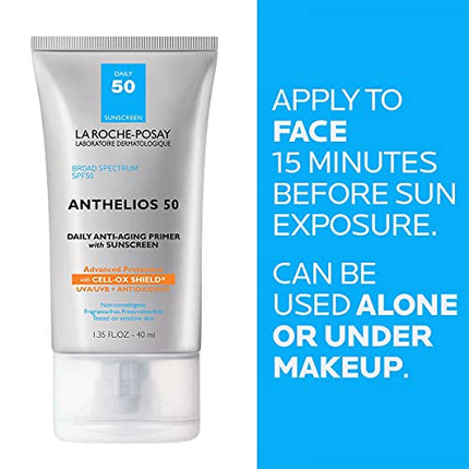 La Roche-Posay Anthelios Anti-Aging Primer with Sunscreen, 50 SPF, Blurs Fine Lines and Wrinkles with Daily Sun Protection, 1.35 Fl Oz (Pack of 1)