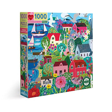 eeBoo: Piece and Love Swedish Fishing Village 1000 Piece Square Puzzle, Glossy, Sturdy Puzzle Pieces, A Cooperative Activity with Friends and Family