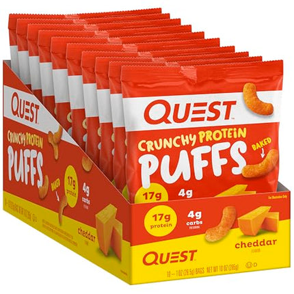 Buy Quest Nutrition Crunchy Protein Puffs, Cheddar, 17g Protein, 4g Carbs, Gluten Free, Baked, 10 Count in India