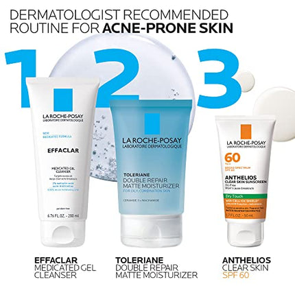 La Roche-Posay Anthelios Clear Skin Dry Touch Sunscreen SPF 60, Oil Free Face Sunscreen for Acne Prone Skin, Won't Cause Breakouts, Non-Greasy, Oxybenzone Free