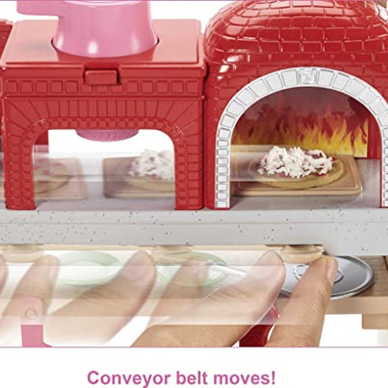 Barbie Pizza Chef Doll & Playset, Toy Oven & Counter with Sliding Conveyer Belt, Molds, 3 Dough Colors & Accessories