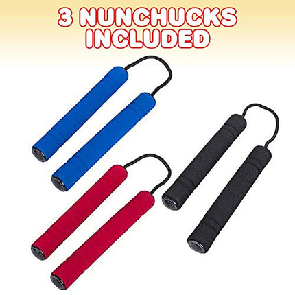 ArtCreativity Foam Toy Nunchucks for Kids in Assorted Colors (Set of 3) Training Nunchucks Toys with Soft Handles, Best Gift for Boys and Girls