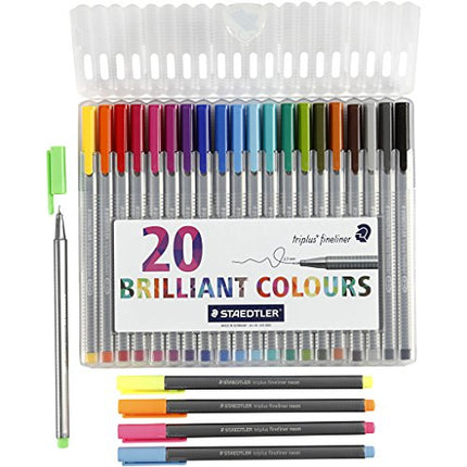 STAEDTLER 334 Triplus Fineliner Superfine Point Pens, 0.3 mm, Assorted Colours, Pack of 20 + 6 Free