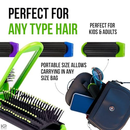 Buy Pack of 4 Portable Folding Hair Brush with Mirror Compact Pocket Hair Compact Anti-static Hair Comb in India