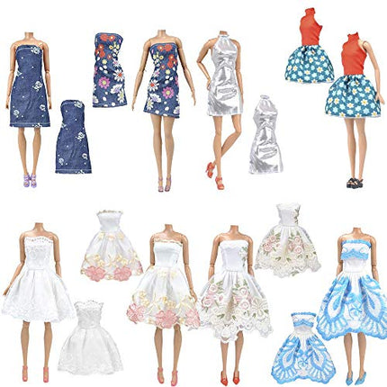 E-TING Lot 15 Items = 5 Sets Fashion Casual Wear Clothes/Outfit with 10 Pair Shoes for Girl Doll Random Style (Casual Wear Clothes + Short Skirt)