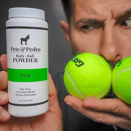 Pete & Pedro BODY & BALL POWDER (Fresh Scent), Talc-Free Men’s Body Powder Deodorant for Men, Sweat Absorbs Blocks Odor, Hygiene for Groin Area, Ideal For Gym & Daily Use | Seen on Shark Tank, 5 oz