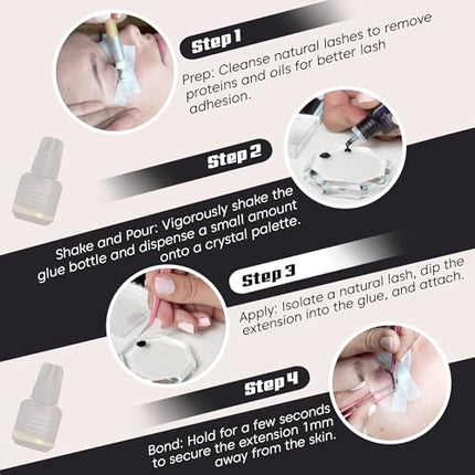 2 Pack Extra Strong Eyelash Extension Glue Adhesive for Professional Eyelash Extension Artists for Individual Eyelash Extensions: Drys in 1-2s with 6-7 Week Retention 5ml by Existing Beauty Lashes