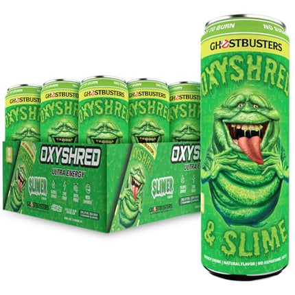 EHPlabs x Ghostbusters OxyShred Healthy Energy Drink - Zero Sugar Energy Drinks, Green Tea Extract, Vitamin C & L Carnitine - Zero Carbs, Zero Calories, Clean Caffeine - Slimer Lime (12-Pack)