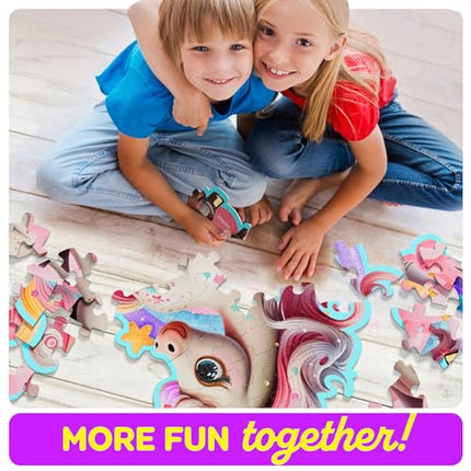Jumbo Shimmery 45-Piece Unicorn Floor Puzzle for Kids Ages 3-6 Years Old- Large Toddler Puzzles Age 3, 4, 5, 6 Year Olds - Unicorn Easter Toys for Girls - Little Girl Birthday Gift