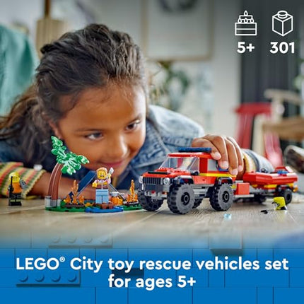 Buy LEGO City 4x4 Fire Truck with Rescue Boat Toy for Kids Ages 5 and Up, Pretend Play Toy for Boys in India