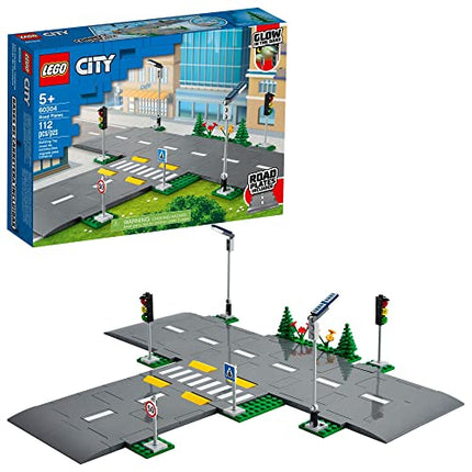 buy LEGO City Road Plates 60304 - Building Toy Set, Featuring Traffic Lights, Trees, Glow in The Dark in India