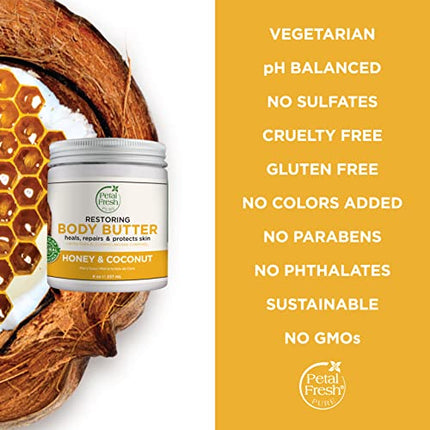 Petal Fresh Restoring Body Butter with Honey, Coconut Oil and Shea - Intense Hydration, Cruelty Free