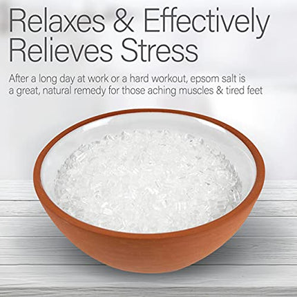 FSA HSA Eligible Kanjo Natural Epsom Salt - 100% Pure Magnesium Sulfate USP Bath Salt - Soak for Muscle Pain, Foot Pain, & Joint Pain Relief - Unscented - 16oz Bag