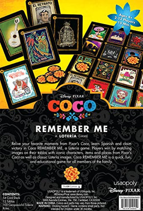 Coco Remember Me Loteria Game - Custom Artwork from Disney Pixar Film, Inspired by Mexican Culture