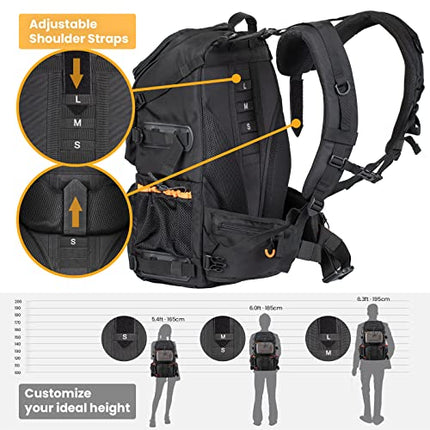 TARION Pro 2 Bags in 1 Camera Backpack Large with 15.6" Laptop Compartment Waterproof Rain Cover Extra Large Travel Hiking Camera Backpack DSLR Bag