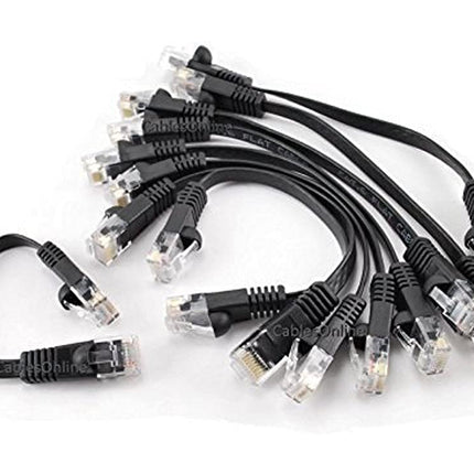 CablesOnline, 10-Pack 6-inch CAT6 Network UTP Ethernet RJ45 Flat-Design Patch Black Cable, (U6-000FK-10)