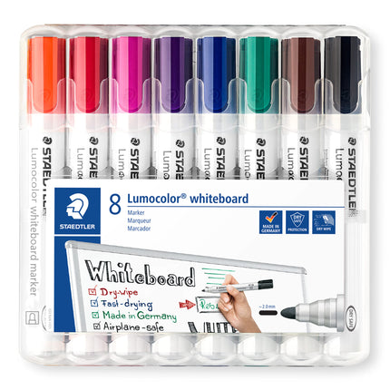 Buy STAEDTLER 351 WP8 Lumocolor Whiteboard Marker Bullet Tip - Assorted Colours (Pack of 8) India