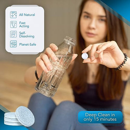 SoJourner Bags Water Bottle Cleaning Tablets - 36 Pack, Chlorine & Odor Free, Hydration Bladder and Water Bottle Cleaner Tablets, Removes Stubborn Stains & Odors