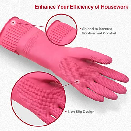 DABOGOSA Mamison 2 Pairs Reusable Waterproof Household Dishwashing Cleaning Rubber Gloves, Non-Slip Kitchen Glove(Medium)