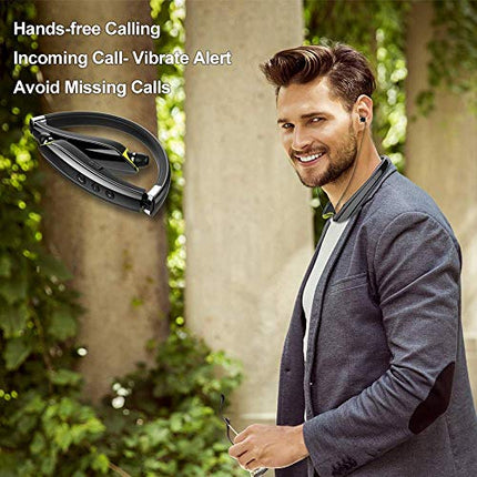 buy BEARTWO Bluetooth Headphones, Upgraded Foldable Wireless Neckband Headset with Retractable Earbuds, in india