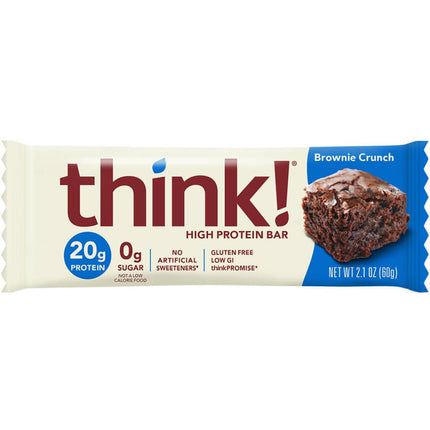 Buy Think! Protein Bars, High Protein Snacks, Gluten Free, Kosher Friendly, Brownie Crunch, Nutrition Bars, 2.1 Oz per Bar - 20 Count in India.