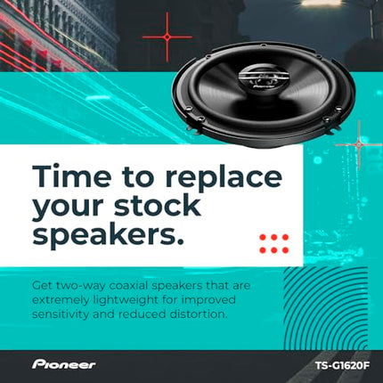 Pioneer TS-G1620F 6-1/2" 2-Way Coaxial Speaker 300W Max. / 40W Nom., 12.90In. X 7.40In. X 3.20In., BLACK