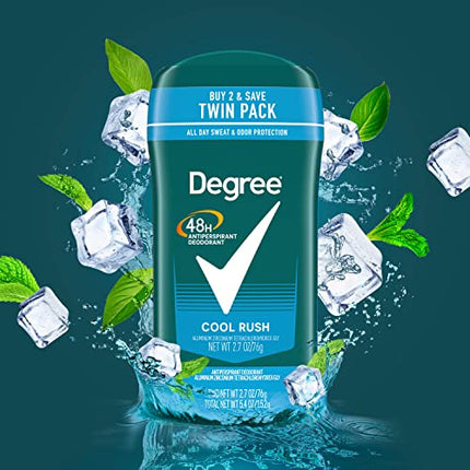 Degree Men Original Antiperspirant Deodorant for Men, Pack of 2, 48-Hour Sweat and Odor Protection, Cool Rush 2.7 oz