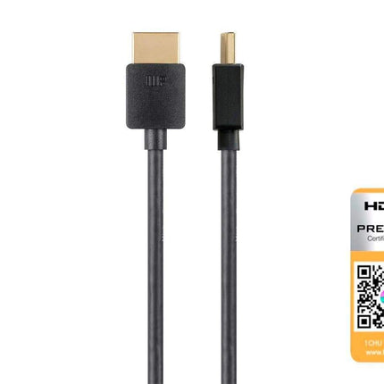 Monoprice High Speed HDMI Cable - Certified Premium, 4K@60Hz, HDR, 18Gbps, 36AWG, YUV, 444, 1 Feet, Black - Ultra Slim Series