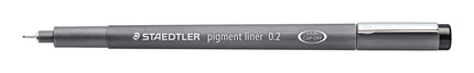 STAEDTLER Pigment Liner Fineliner Pen with Line Width 0.2 mm - Black, Pack of 10