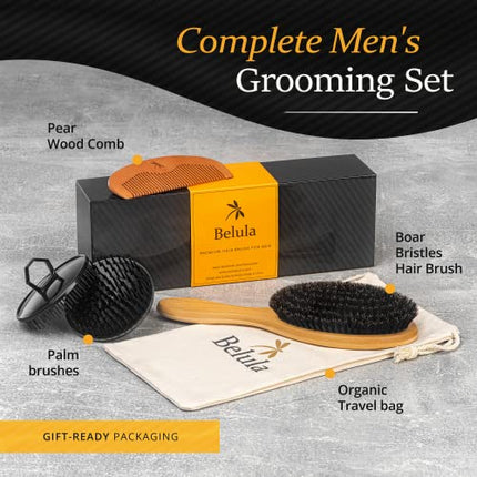 Buy Belula 100% Boar Bristle Hair Brush for Men Set in India