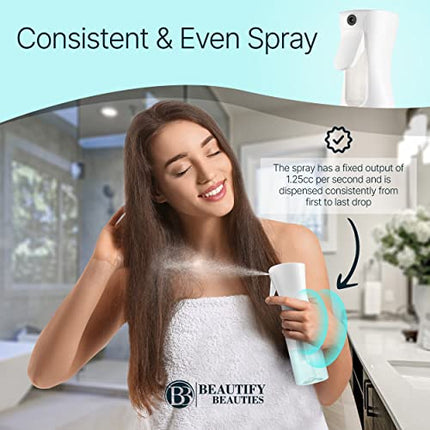 BeautifyBeauties Spray Bottle For Hair – Continuous Mister Spray Bottle for Hairstyling, Cleaning, Plants, Pets, Barbers, Salons, Essential Oil Scents (10.1 Ounce)