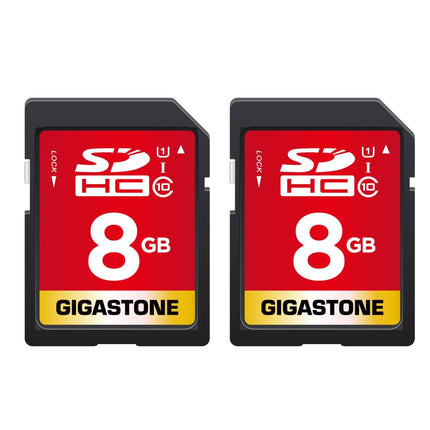 Gigastone 8GB SDHC Memory Card, Pack of 2, High Speed for Reserving Photos, Videos, Music, Voice Files, Camcorder, Camera, Recorder, PC, Mac, Class 10