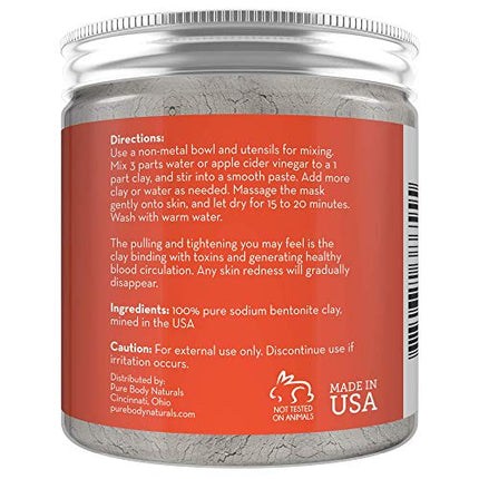 buy Pure Body Naturals Bentonite Clay Powder for DIY Detox Body & Face Mask, Pure Indian Healing Clay in India.