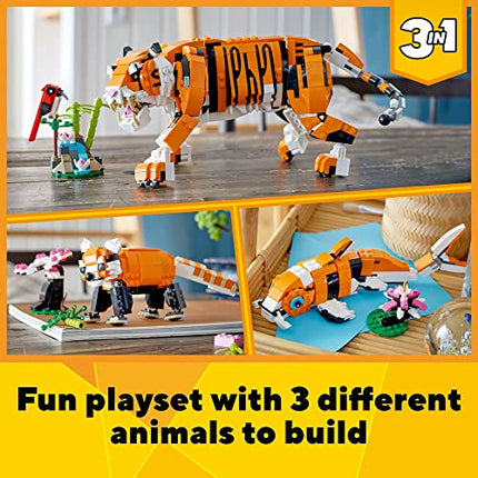 buy LEGO Creator 3 in 1 Majestic Tiger Building Set, Transforms from Tiger to Panda or Koi Fish Set in India