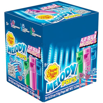 Buy Chupa Chups Melody Pop, Assorted Flavors, Whistle Lollipops, Individually Wrapped Candy, 30 Count Showbox Case in India