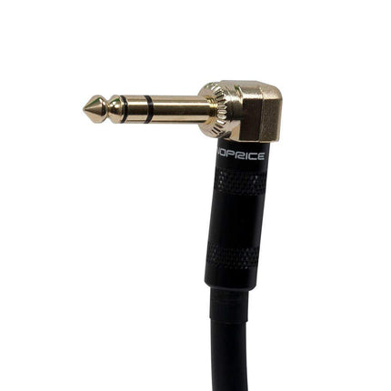 Monoprice 1/4-Inch TRS Male to 1/4-Inch TRS Male Guitar Pedal Patch Cable - 8 Inch - Black, Right Angle Connectors - Premier Series