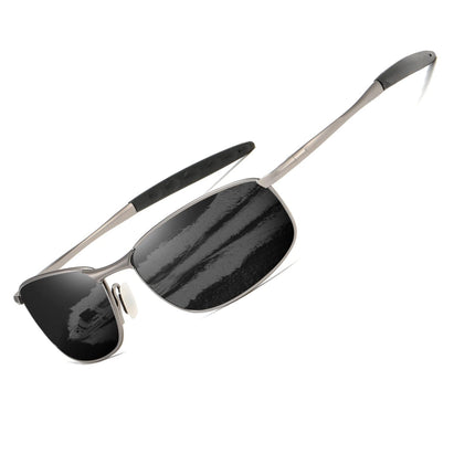 AEVOGUE Polarized Sunglasses For Men Rectangle Metal Frame Retro Sun Glasses AE0395 (Gray&Black, 59)